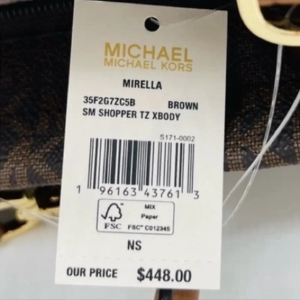 Michael Kors Mirella Small Crossbody Tote Bag Brown New